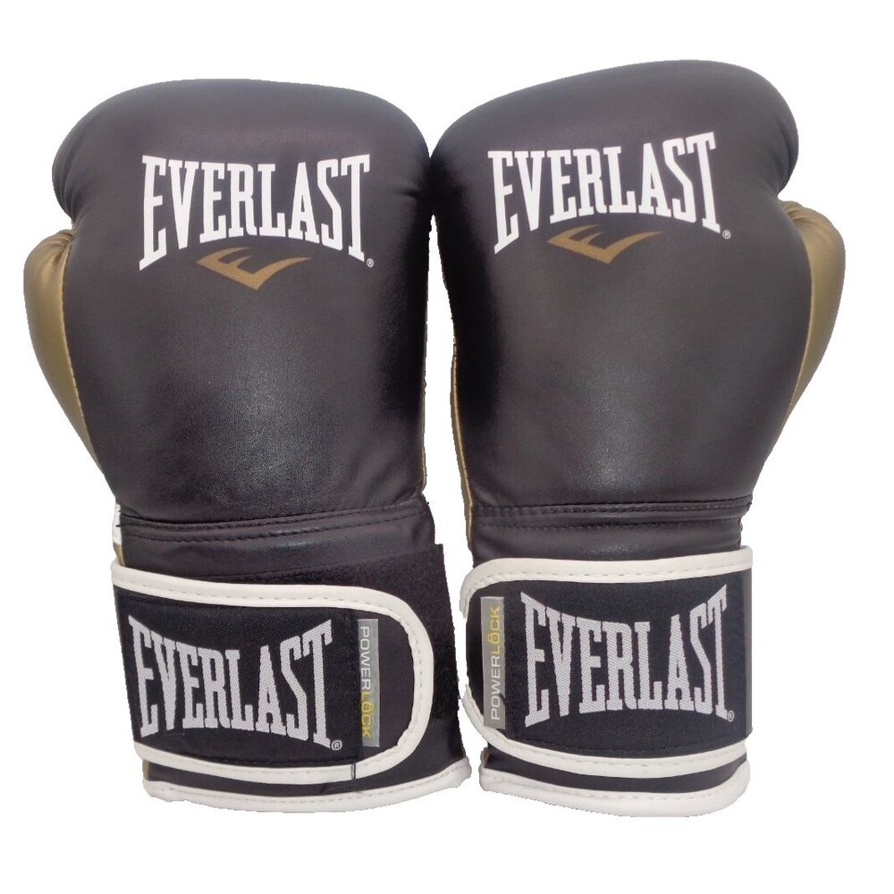 Everlast Powerlock Training Boxing Gloves 16oz Black/Gold